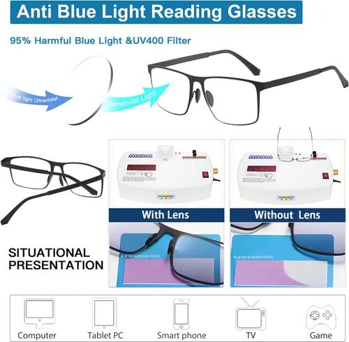 Vista 4 de Progressive Multifocus Reading Glasses for Women and Men Photochromic Readers Anti-Blue Light Multifocal Sunglasses