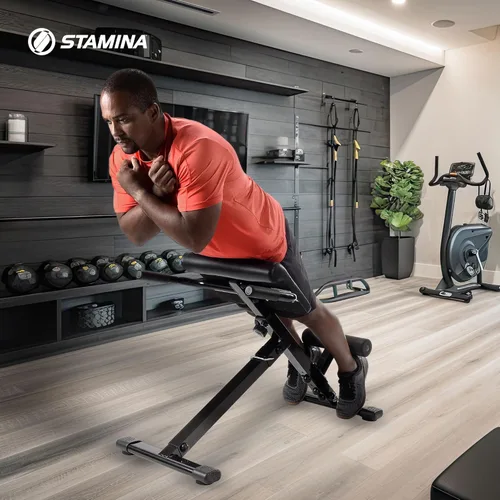 Vista 4 de Stamina X Banco de peso ajustable para ejercicios de abdominales, espalda y núcleo, banco de hiperextensión para sentadillas y fitness