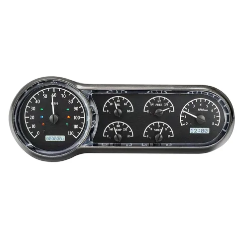 Vista 4 de Dakota Digital 53 54 Chevy coche análogo Dash Gauge sistema negro aleación blanco VHX-53C-K-W