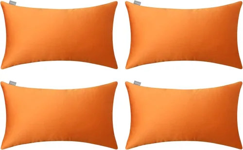 Vista 28 de Thmyo - Paquete de 4 fundas de almohada decorativas de 100 % algodón para lumbar, cómodas, sólidas, para Navidad/Halloween, fundas de cojín Blanco