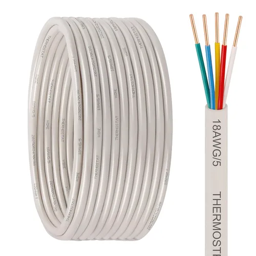 Vista 12 de Cable de termostato – 18/2 10 pies de cobre sólido 18AWG 2 conductores cable de circuito de alimentación para equipos de calefacción y aire