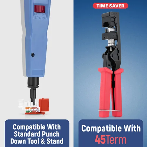 Vista 128 de Everest - Paquete de 50 conectores Keystone RJ45 Cat6 en ángulo de 45°, color blanco, conectores RJ45 hembra de perfil delgado, conector Keystone