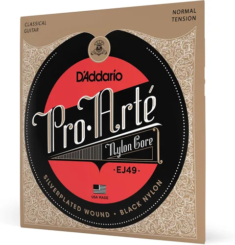 Vista 7 de D'Addario Cuerdas de guitarra Pro-Arte Classical Guitar Strings - EJ50 - Cuerdas de guitarra de nailon - Herida plateada - Núcleo de nailon negro