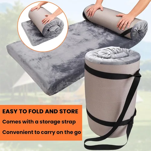 Vista 2 de Memory Foam Sleeping Pad Camping Mattress,3 Inch Thick Portable Floor Mat for Adult Waterproof Sleeping Mat Roll Up Floor Mattress Foldable