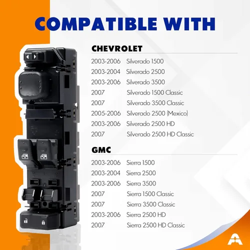 Vista 9 de ASOPARTS 15883318 Cerradura de puerta delantera del lado del conductor e interruptor de energía de ventana Compatible con Chevrolet Silverado