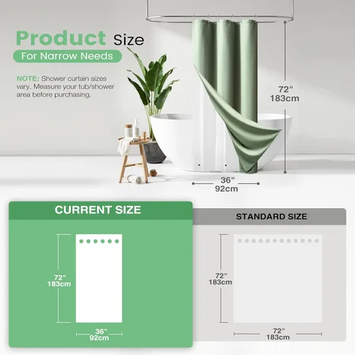 Vista 365 de Cortina de ducha de tela Dynamene verde oscuro - Cortinas de baño de tela de nido de abeja texturizadas resistentes, juego de cortinas de baño