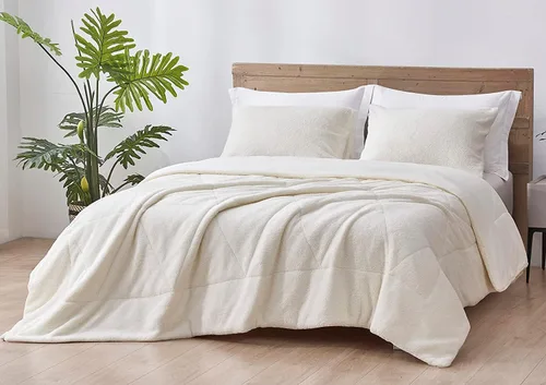 Vista 13 de Chezmoi Collection Zane - Juego de edredón Sherpa de 2 piezas, juego de ropa de cama reversible de microfibra lavada de doble cara