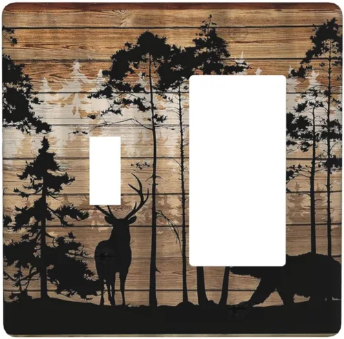 Vista 13 de Mid Century Morden Boho - Placa de pared para interruptor de luz dúplex de 1 banda, placa frontal decorativa eléctrica para receptáculo para baño