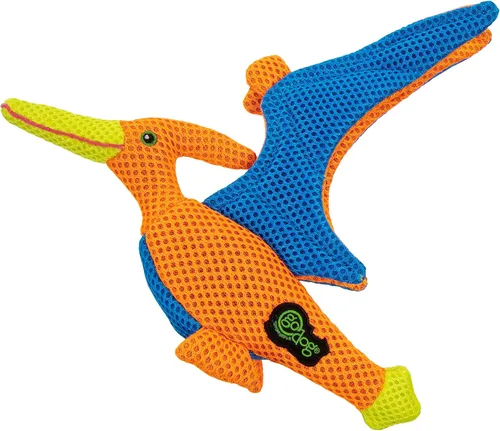 Vista 10 de goDog Juguete chirriante para perros con volantes de malla de doble guardia masticable, rojo, pequeño