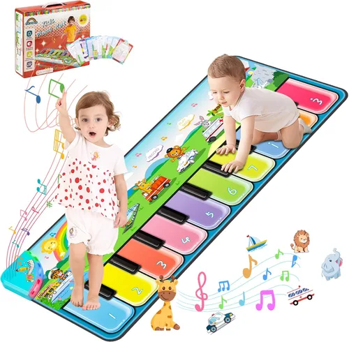 FUCEORUY Alfombrilla de piano de juguete musical para niños pequeños de 1 a 3 años, juguete sensorial de aprendizaje de suelo, juguetes para niños