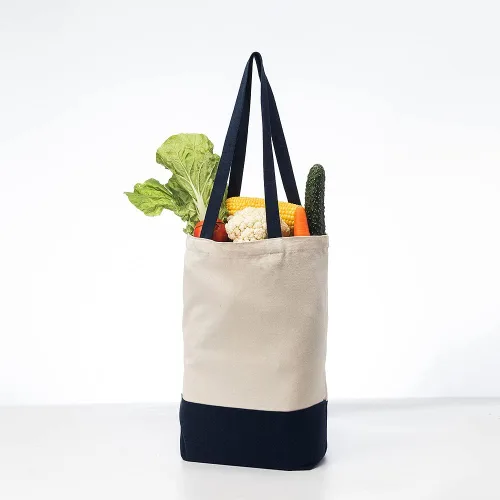 Vista 5 de Azuca Bolsa de lona de algodón resistente de 12 onzas con refuerzo inferior, bolsa de compras para la playa, 17 x 14 x 4 pulgadas, paquete de 6