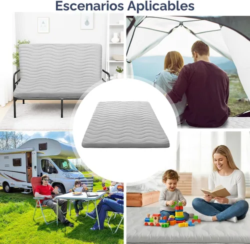 Vista 7 de Colchón japonés para piso, 100% espuma cómoda de alta densidad, colchón plegable engrosado de 3.5 pulgadas, tapete tatami para dormir, ideal