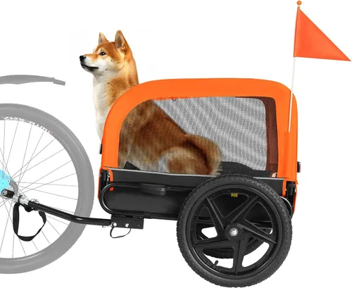Vista 7 de Sepnine Remolque de bicicleta para perro, carrito de perro para bicicleta, adecuado para mascotas pequeñas y medianas, marco de carrito fácil