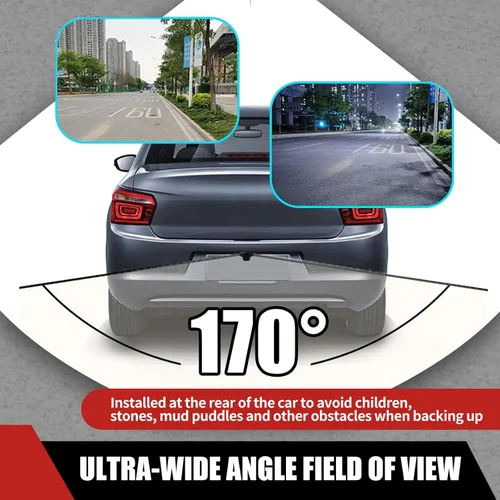 Vista 4 de 1 PC HD Cámara de respaldo para auto, 170 grados de ángulo amplio, cámara IP68 impermeable de metal sin luz, reemplazo de cámara universal