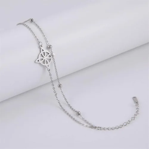 Vista 3 de Pulsera de nudo de brujas de doble capa, nudo celta, símbolo Wiccano, pulsera en capas, pulsera ajustable de doble capa para mujeres y niñas