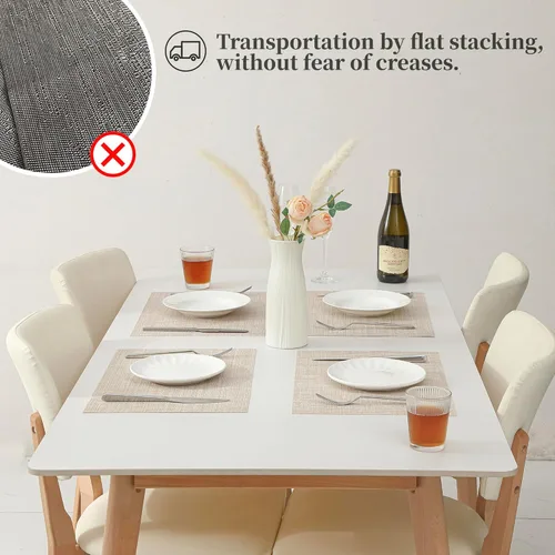 Vista 6 de Leetaltree - Juego de 4 manteles individuales beige, antideslizantes, resistentes al calor, para mesa de comedor, lavables, duraderos, de PVC
