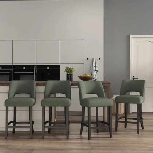 Vista 33 de VKNOW Juego de 2 Taburetes de Bar, Taburetes de Bar Tapizados de Altura de Mostrador, Taburetes Modernos de Mostrador con Patas de Madera para Isla