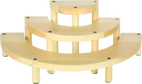 Vista 4 de MyGift Soporte para cupcakes de 3 niveles, soporte para aperitivos de postre semicírculo, de madera maciza natural, soportes para aperitivos