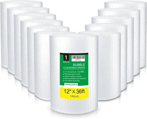 Vista 12 de 1 rollo de 30.5 cm x 10.97 m de envoltura de burbujas de nylon perforada para cajas de mudanza, suministros de acolchado para envío Wanguagua