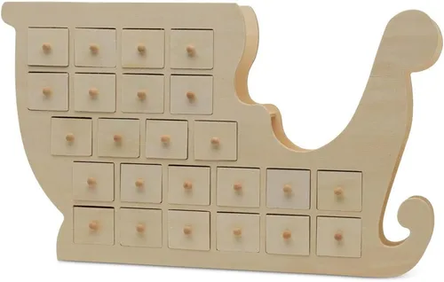 Vista 10 de Calendario de Adviento de madera de tren de 8 x 22 pulgadas, paquete de 1 calendario de Adviento de Navidad sin terminar con 24 cajones vacíos