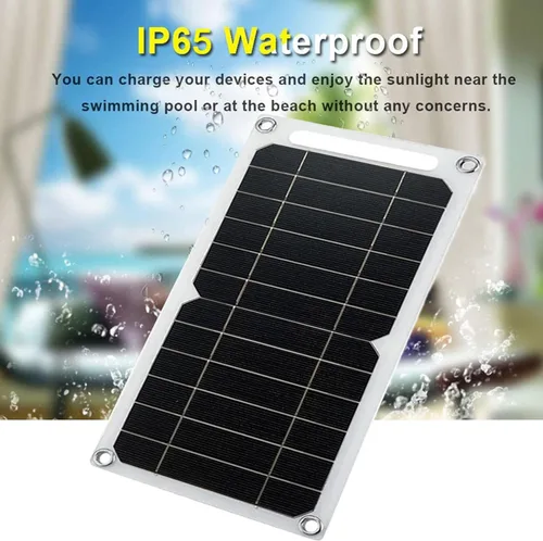 Vista 3 de Mini 5V 6W Panel Solar USB, Cargador Solar Portátil de 5 Voltios 6 Vatios de Alta Eficiencia Monocristalino con Cable de 55 Pulgadas para Celular