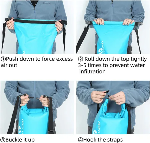 Vista 4 de Rock Cloud - Bolsa seca impermeable de 5.28 galones, para kayak, rafting, navegación, playa, surf, natación, canoa, campamento, senderismo, pesca