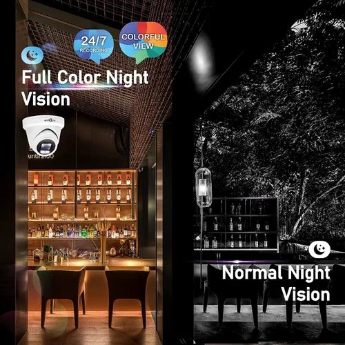 Vista 4 de Marquis Cámara domo de torreta IP PoE de 6MP con micrófono, gran angular de 0.110 in, visión nocturna a todo color 24/7, luz dual, cámara
