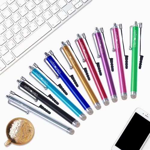 Vista 7 de Wisdompro Bolígrafos para pantallas táctiles, paquete de 9 lápices ópticos universales de punta de microfibra con correa para iPad, tableta, iPhone