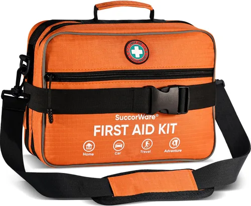 Vista 8 de Kit profesional de primeros auxilios grande de 435 piezas, incluye gasa comprimida, compartimentos, kit médico de emergencia para el hogar, camping