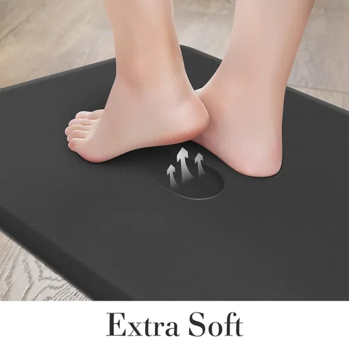 Vista 3 de HappyTrends 2 tapetes de cocina acolchados antifatiga, resistentes y ergonómicos de espuma de pie, impermeables, antideslizantes, para el hogar