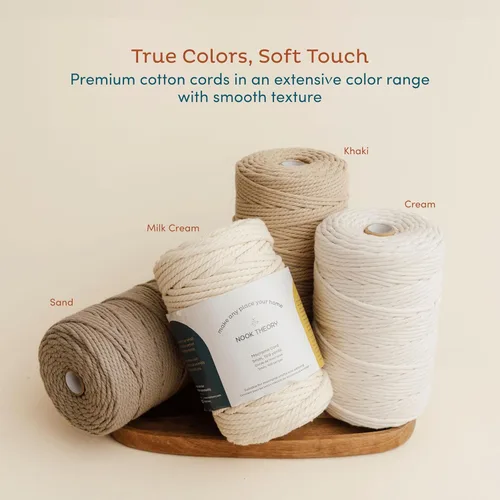 Vista 6 de Nook Theory Hilo de macramé de 3mm 109 yardas - Cuerda de macramé suave de 4mm, 5mm perfecta para nudos - Suministros de macramé para colgadores