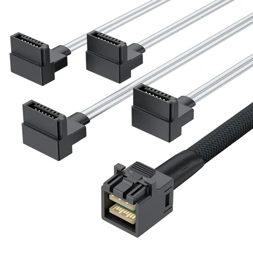 Vista 7 de ipolex Mini SAS SFF-8087 a 4xSATA Cable de conexión frontal interno, compatible con controladores RAID, HBA, servidores y sistemas