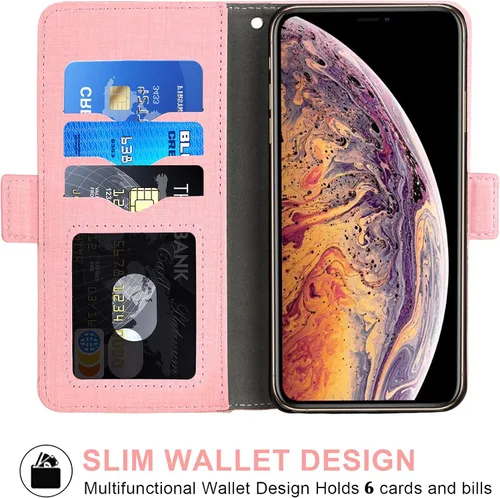 Vista 3 de Asuwish Funda compatible con iPhone Xs Max, protector de pantalla de vidrio templado y funda de cuero con tapa para tarjetero, fundas para teléfono