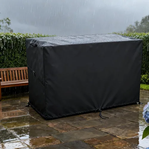 Vista 3 de Cubierta de caja de almacenamiento al aire libre, cubierta de resina impermeable para caja de almacenamiento, 13.38 pulgadas de largo x 46.75