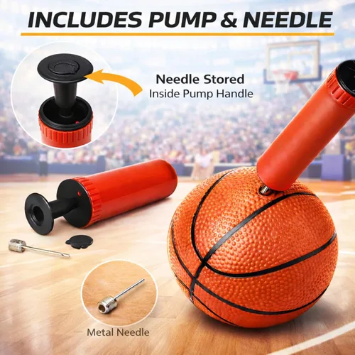 Vista 5 de Paquete de 4 mini pelotas de baloncesto para mini aros, bolas de baloncesto inflables de PVC de 6 pulgadas con bomba y aguja, agarre texturizado