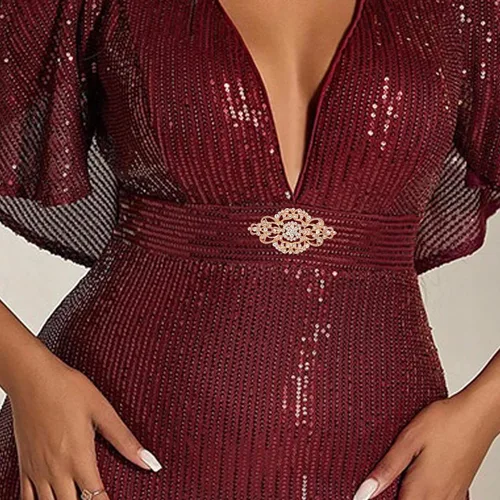 Vista 2 de Broche de diamantes de imitación Art Deco de cristal nupcial vintage para boda