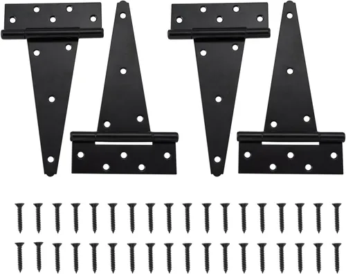 Vista 10 de HOME MASTER HARDWARE Bisagra decorativa de 4 pulgadas para puerta de almacenamiento, bisagra para puerta de almacenamiento, bisagras en T con Negro