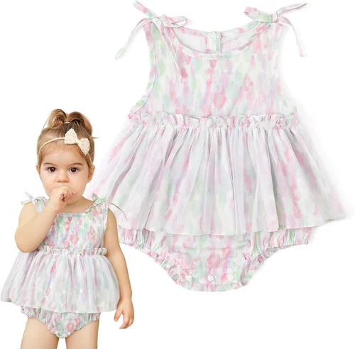Vista 9 de Simplee kids Paquete de 2 mamelucos de manga corta para bebé niña A-Rosa