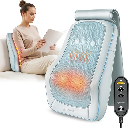 Vista 9 de COMFIER Masajeador de espalda con calor, tejido profundo Shiatsu cuello y espalda masajeador silla uso almohada masajeador con solapa ajustable