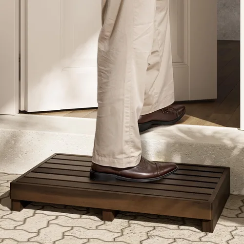 Vista 10 de TINAMO Taburete de Un Paso de 3.5" para Ancianos, Taburete Elevado de Madera de Acacia para Cama - 550 Lbs Taburete de Movilidad de Madera