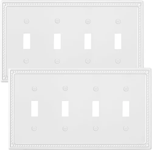 Vista 147 de Paquete de 2 cubiertas de placa de interruptor de luz de doble palanca, cubiertas decorativas de placa de doble interruptor Pearls, placa de pared