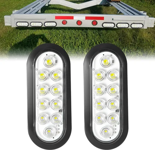 Vista 9 de Luces traseras LED ovaladas rojas de 6 pulgadas, luces traseras de remolque, luces traseras de remolque de montaje en superficie, luces