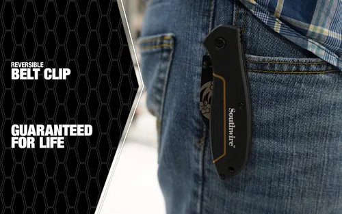 Vista 4 de Southwire Cuchillo plegable Hawkbill - Hoja curvada para cortes de tracción y empalme - Cuerpo de metal resistente - Acero inoxidable - Mango