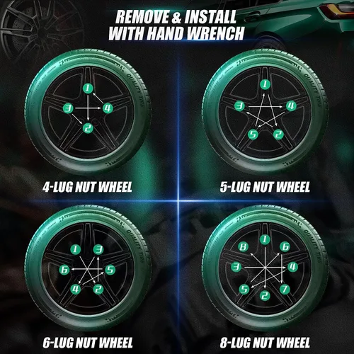 Vista 7 de Tuercas estriadas ATV M12x1.5, 16 tuercas de llanta de 12 x 1.5 pulgadas negras con 1 llave de enchufe, tuercas de bloqueo de extremo cerrado