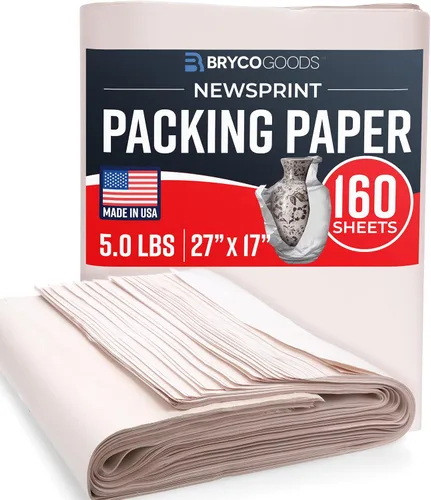 Bryco Goods Hojas de papel de embalaje de papel de periódico para mudanzas, 5 libras, 160 hojas de papel de periódico, imprescindibles en tus