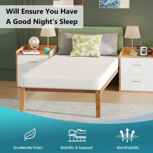 Vista 148 de PayLessHere Colchón matrimonial de espuma viscoelástica de gel de 12 pulgadas con tela suave transpirable y lavable, funda con cremallera, colchón