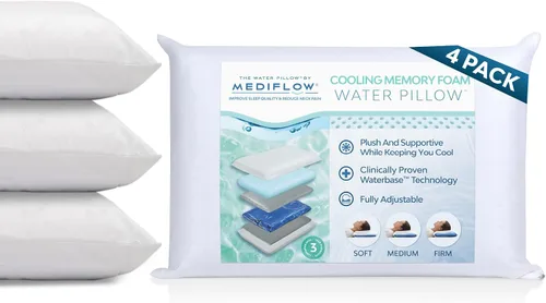 Vista 9 de Mediflow Almohada de agua de espuma viscoelástica de gel refrescante, almohada ajustable para aliviar el dolor de cuello, almohada para dormir