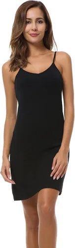 Vestido básico ajustable con tirantes delgados para mujer, mini vestido de camisola
