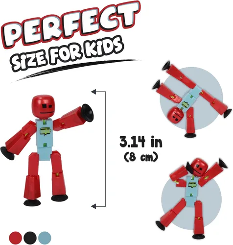Vista 3 de STIKBOT Zing Zanimation What The Bot - Juego de figuras de acción especiales y animación, incluye 3, 1 trípode para teléfono móvil y escenario 2