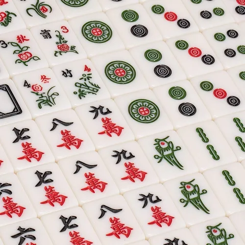 Vista 4 de FixtureDisplays® Juego de mahjong chino auténtico sin código numérico 1.6 "azulejos altos Mah-Jong incluye un espacio en blanco sin caja